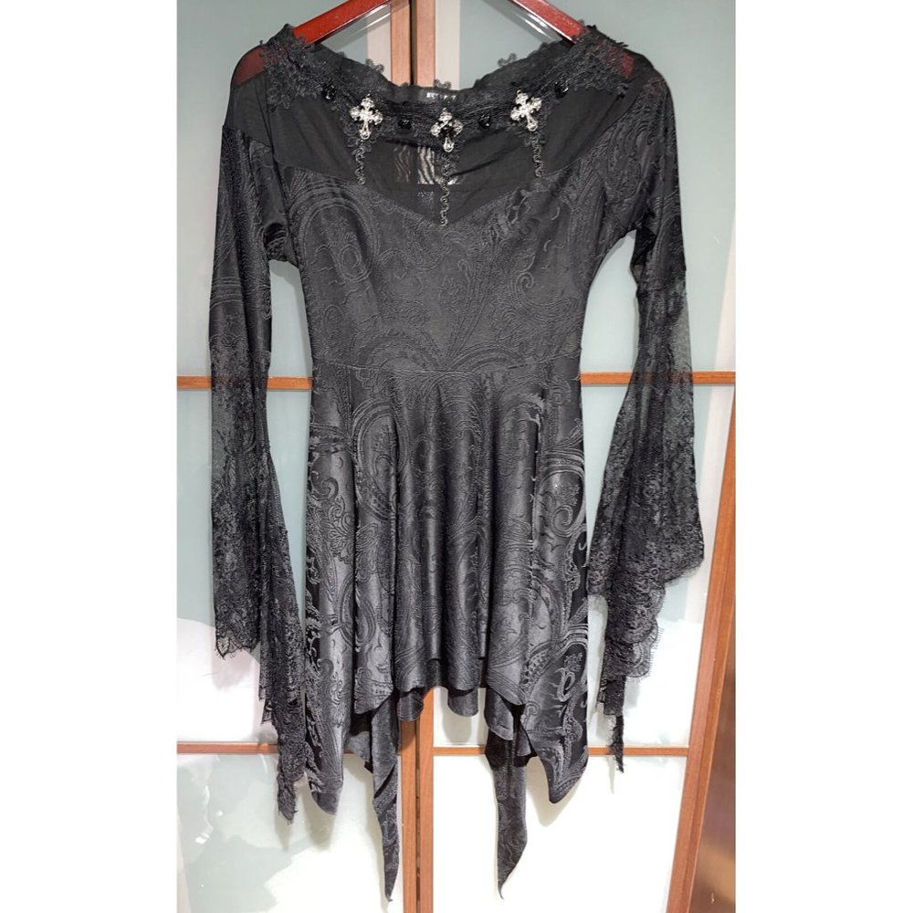 Eva Lady Calliopeia Gothic Goth Cross Vampire Cosplay Steampunk Mini Dress Sz S